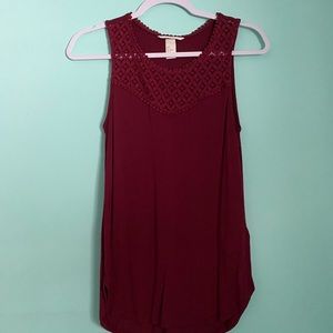 H&M Maroon Tank Top w/ Lace Detailing